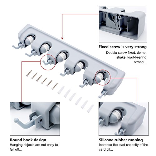 image for Rabbitroom Mop and Broom Holder Wall Mounted Tool Rack Storage Organiz