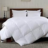 REST SYNC All Seasons White Goose Down Comforter, 300 Thread Count 100% Cotton Fabric, 600 Fill Power, Twin Size, White
