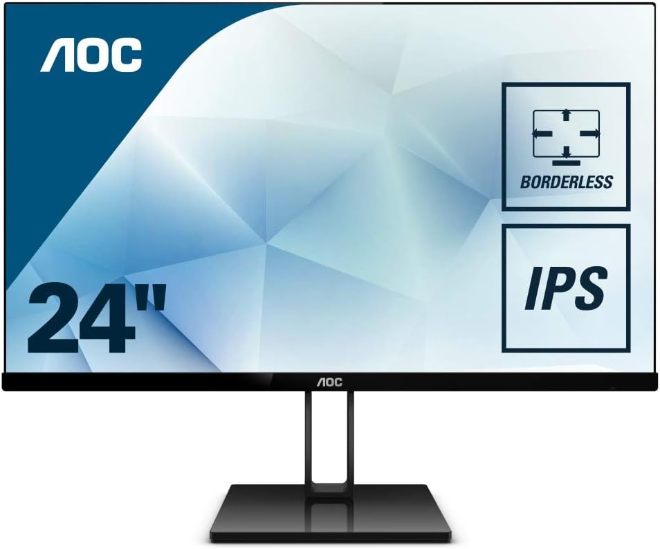 AOC 24V2Q - Monitor de 24” Full HD (IPS, sin Marco, superdelgada, FreeSync, 75 Hz, con Soporte de Metal pivotable)