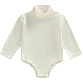 Unisex Baby Long Sleeve Bodysuit Turtleneck Solid Color Basic Bodysuit Shirt Newborn Essentials Clothes Boys Girls