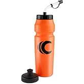 Cannon Sports 1 Liter Sports Water Bottle, BPA-Free, 34 Oz Capacity, Large Mouth, 2 lids (Straw and Squeeze), Great For Helmet Sports Such As Hockey, Lacrosse, Football, Boxing (Orange)