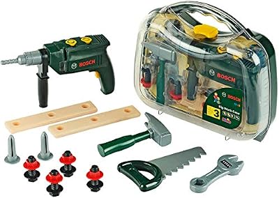 8416 Bosch Tool Case, Large I 16-part tool kit I Incl Battery-Powered Drill with Light and Sound I Toy for Children Aged 3 Years and up