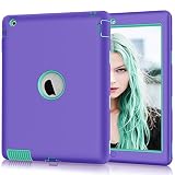 iPad 2/3/4 Case, Hocase Rugged Slim Shockproof Silicone Rubber+Hard Plastic Dual Layer Protective Case Cover for Apple 9.7" iPad 2nd/3rd/4th Generation - Purple/Teal