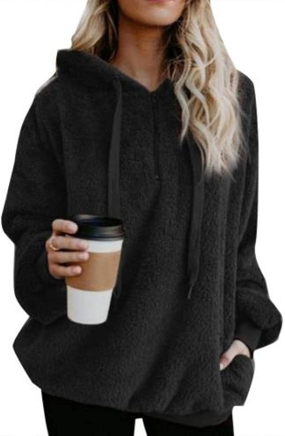 Hoodie Sweatshirt Solid Fluffy Hoodies Women Women's autumn casual warm