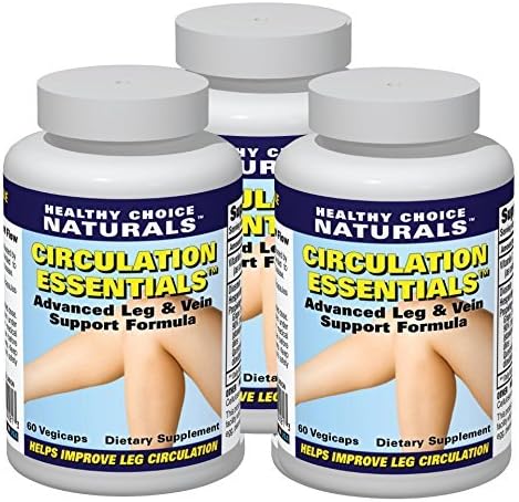 Circulation Essentials Varicose Vein Formula with Diosmin for Aching, Swollen Legs (3 Bottles-180 Vegicaps) by Healthy Choice Naturals
