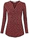 Messic Bottoming Shirt Women, Women's Long Sleeve V-Neck Shirt Collar Casual Fitted Offical Blouse Top Wine,XX-Large