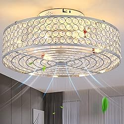 HUEOCZW Ceiling Fan with Light, 20 Inch Crystal