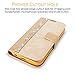 LG K10 Case, Cellularvilla LG K10 Wallet Case [Diamond] Embossed Flower Design Premium PU Leather Wallet Case [Card Slot] [Stand Feature] Flip Protective Shell Cover For LG K10 (Golden Bling)