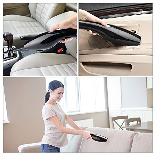 Cordless Handheld Vacuums Car Vacuum Cleaner High Power Portable Vacuum Cleaner Best Gift for Men for Car with Reusable 2 Pcs Steel HEPA Filter Wet and Dry Use Low Noise Black