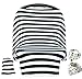 Car Seat Cover,Nursing Cover,Car seat Canopy Covers Multi-Use Infant Car seat Canopy Covers Shopping Cart High Chair Stroller- Best Multi-Use Infinity Stretchy Shawl (Black/White Stripe)