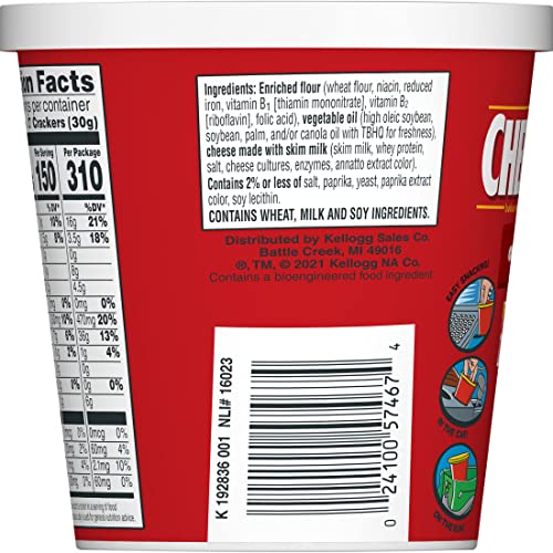 CHEEZ-IT CHEESE CRACKERS, BAKED SNACK CRACKERS, OFFICE AND KIDS SNACKS, ORIGINAL, 2.2OZ CUP (1 CUP)