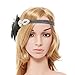eforpretty Black 1920s Vintage Art Deco Flapper Headband with Peacock Feather Rhinestone