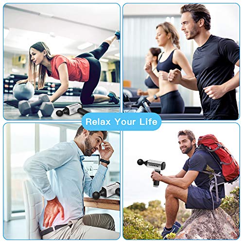 Massage Gun, Upgraded Handheld Vibration Deep Tissue Muscle Massager Device, Powerful Cordless Percussion Full Body Muscle Massager with 5 Adjustable Speed, 5 Attachments & Portable Bag