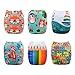 babygoal Reusable Cloth Diapers for Baby Boys, One Size Adjustable Washable Pocket Nappy Covers 6 Pack+ 6pcs Microfiber Inserts+Wet Bag 6FN33D