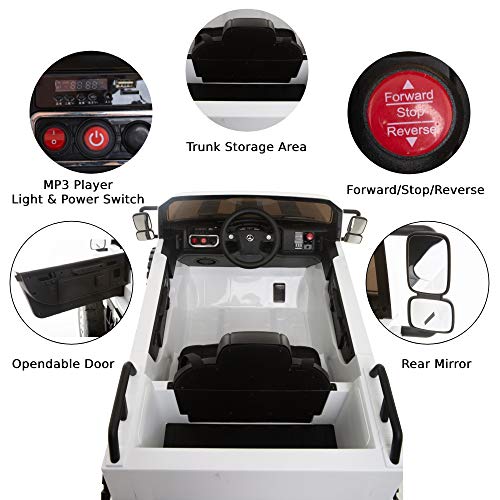 VALUE BOX Licensed Mercedes Benz Kids 12V Ride On SUV, Battery Motorized Electric Cars Vehicles w/ Remote Control, LED Headlights, Music, Horn, Adjustable Seat Belt, 3.7 MPH, White
