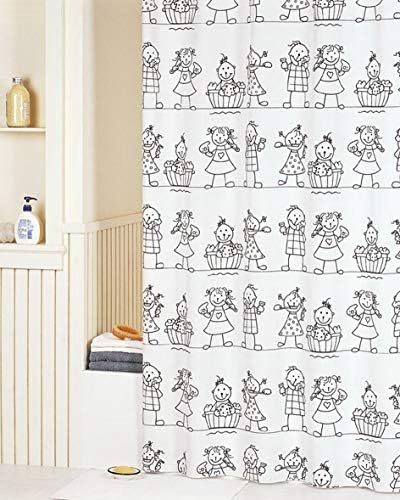 Spread Spain® Polyester Waterproof Textile Shower Curtain with 12 Plastic Hooks (180 x 200 cm)