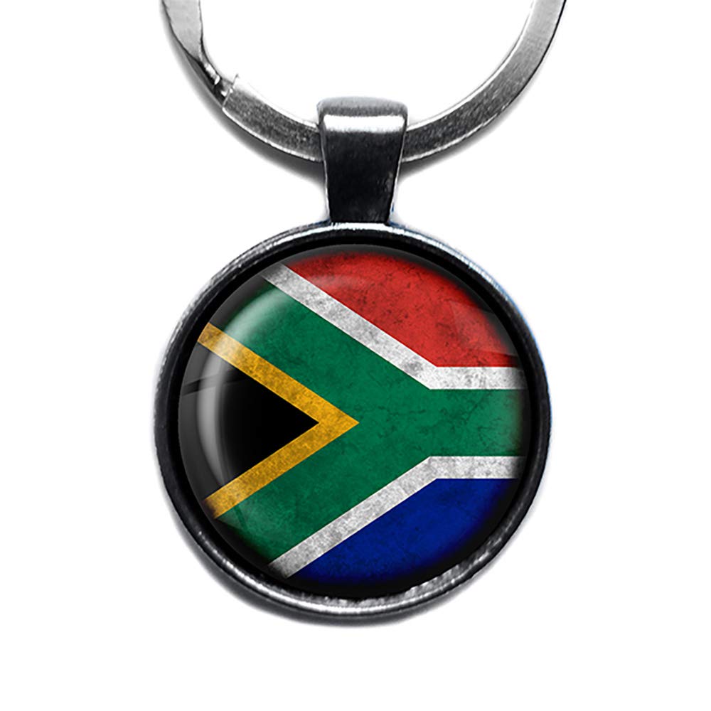 South Africa South African Flag Silver Keychain Keyring