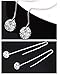 Ghome 925 Sterling Silver Drop Threader Earrings  Long Dangle style Created With 3D Sparkling Cubic Zirconia (CZ Pendant)