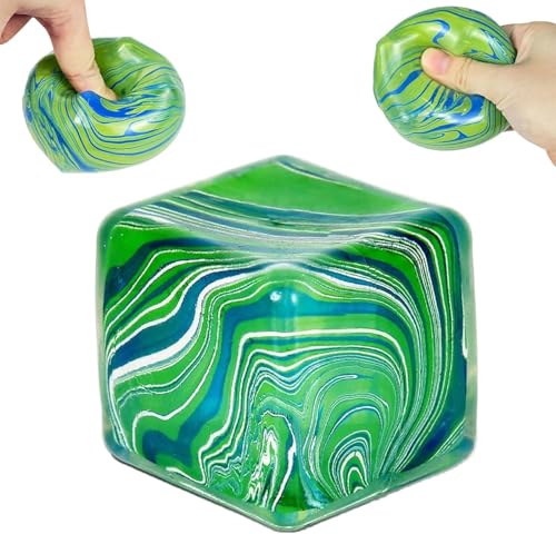 SLEEPHEAD®Stress Cube Squishy Toys, Slow Rebound Squishy Fidget Toy for Adults, Unique Swirling Color Mixing, Slow Rising Sensory Toys for Anxiety Stress Relief (Green)