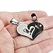 EverMarker Relationship Necklace for Couples Half Heart Matching Necklace Gifts for Birthday Engagement Wedding (Black&silver)