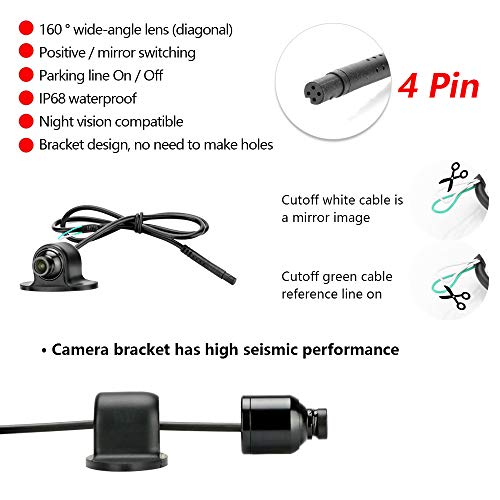 Vehicle Side View Camera Reverse Camera Car Universal Parking IP68 Waterproof Front,Side Automotive Rear View Backup Camera with 360 Degree Rotatable Lens Mirror/Non-Mirror Image 12V