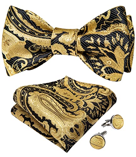 DiBanGu Gold Bow Ties for Men Self Tie Bow Tie and