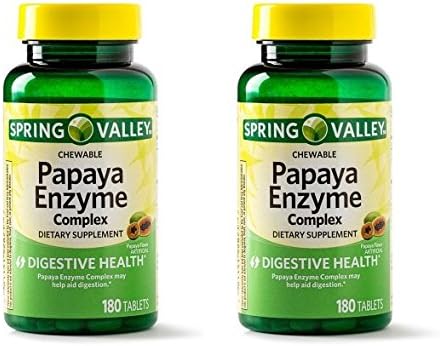 Spring Valley - Papaya Enzyme, 180 Chewable Tablets (Pack of 2)