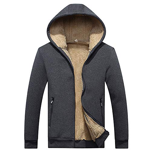 NRUTUP Men's Active SweatShirts Warm Hoodie Velvet Zipper Thickened Baseball Fleece Outerwear Jackets & Coats Top(Grey,L)
