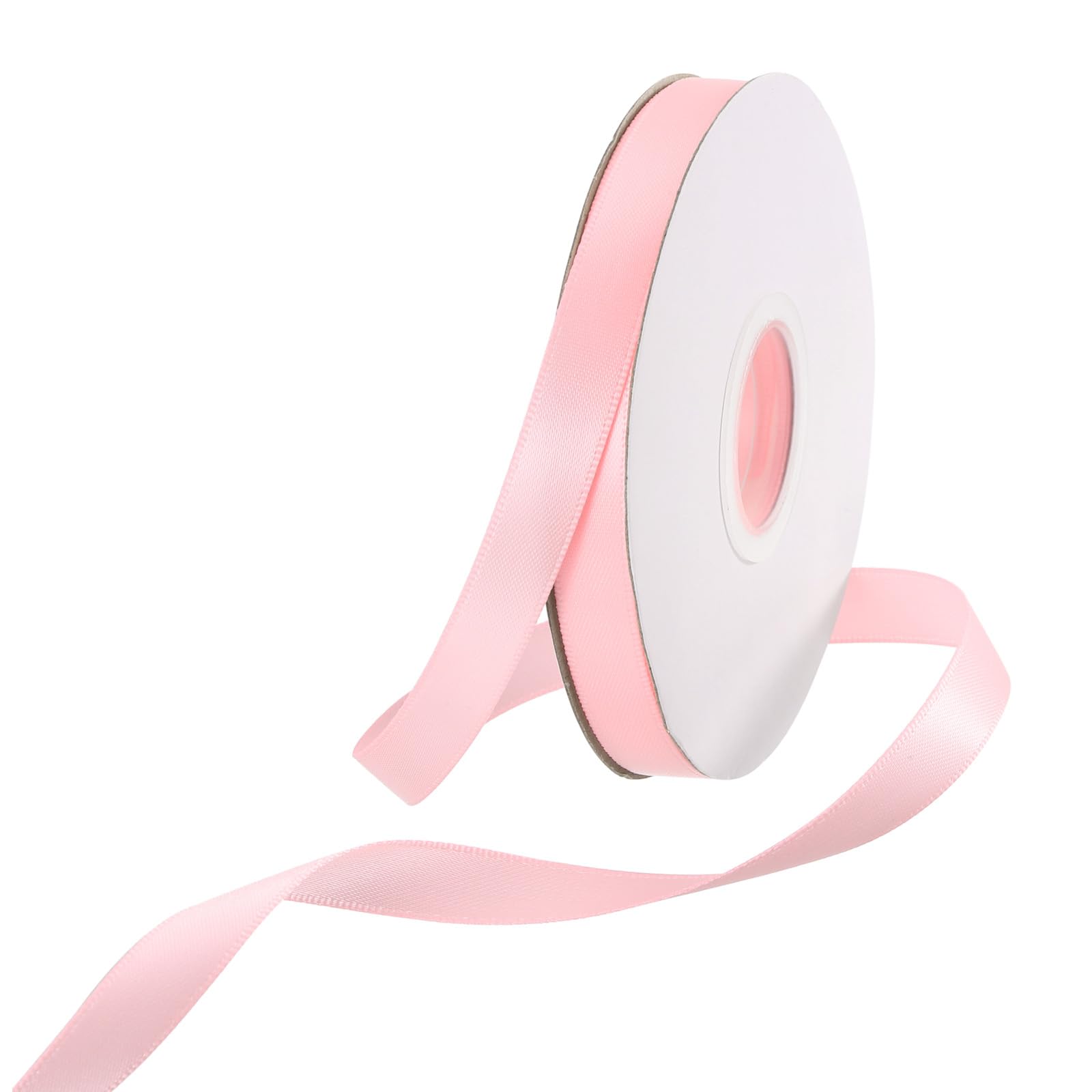 Rebower 10mm Satin Ribbon 46m Thick Double Face Grosgrain Silk Ribbon, [for Gift Wrapping, Hair Bows, Wedding, Cake, Flower] - 50 Yard/150ft/ Light Pink — image 1