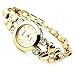 Women Girl Chic Fashion Daisies Flower Golden Bracelet Wrist Watch