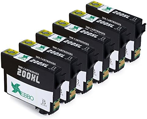 EBBO Replacement for Epson 200XL Ink Cartridge High Yield 6 Black Compatible with Epson XP-410 XP-310 WF-2540 WF-2530 WF-2520 WF-2010F WF-2010W WF-2510WF XP-400 XP-300 XP-200 Printer