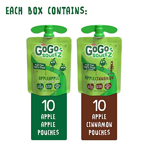 GoGo squeeZ Applesauce, Variety Pack (Apple Apple/Apple Cinnamon), 3.2