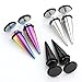 PiercingJ 3pairs 16G Stainless Steel Taper with O ring Stud Earring/ Illusion/ Fake 00G Gauge