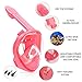 Greatever 2021 New Full Face Snorkel Mask for Kids,Foldable 180 Degree Panoramic View Easy Breathing Snorkeling Set with Detachable Camera Mount, Anti-Leak & Anti-Fog Design (BL-Pink)