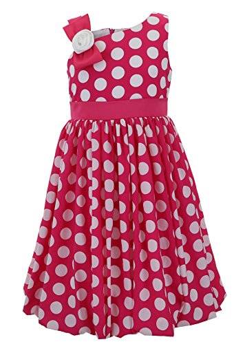 Emma Riley Girl's Chiffon Polka Dot Party Dress 4 Red