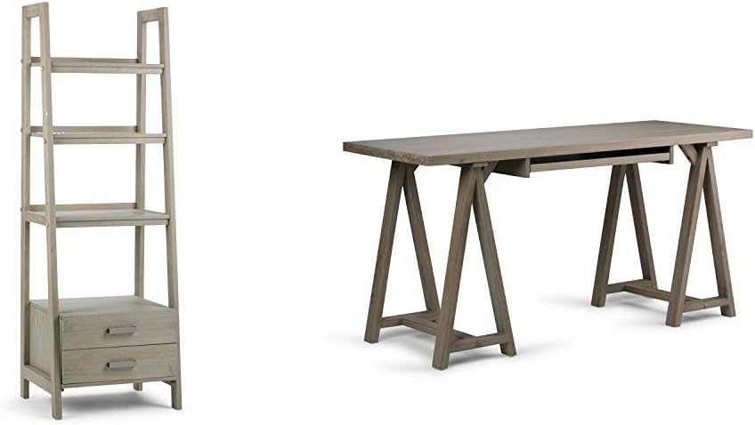 Best Simpli Home Sawhorse Ladder Storage Bookshelf