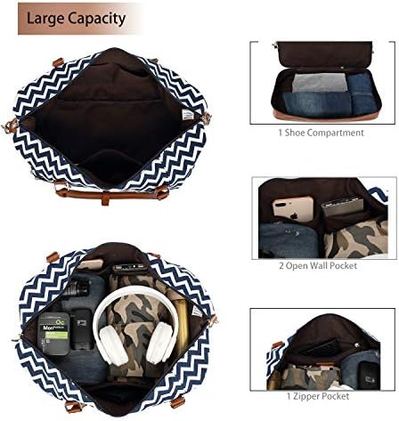 Women Canvas Travel Weekender Bag Carryon Shoulder Bag Overnight Tote Bag PU Leather with Shoe Compartment Duffle 2 Women Canvas Travel Weekender Bag Carryon Shoulder Bag Overnight Tote Bag PU Leather with Shoe Compartment Duffle