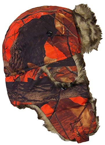 Orange Real Tree Camouflage Hunter/Trapper Winter Cap (One Size)