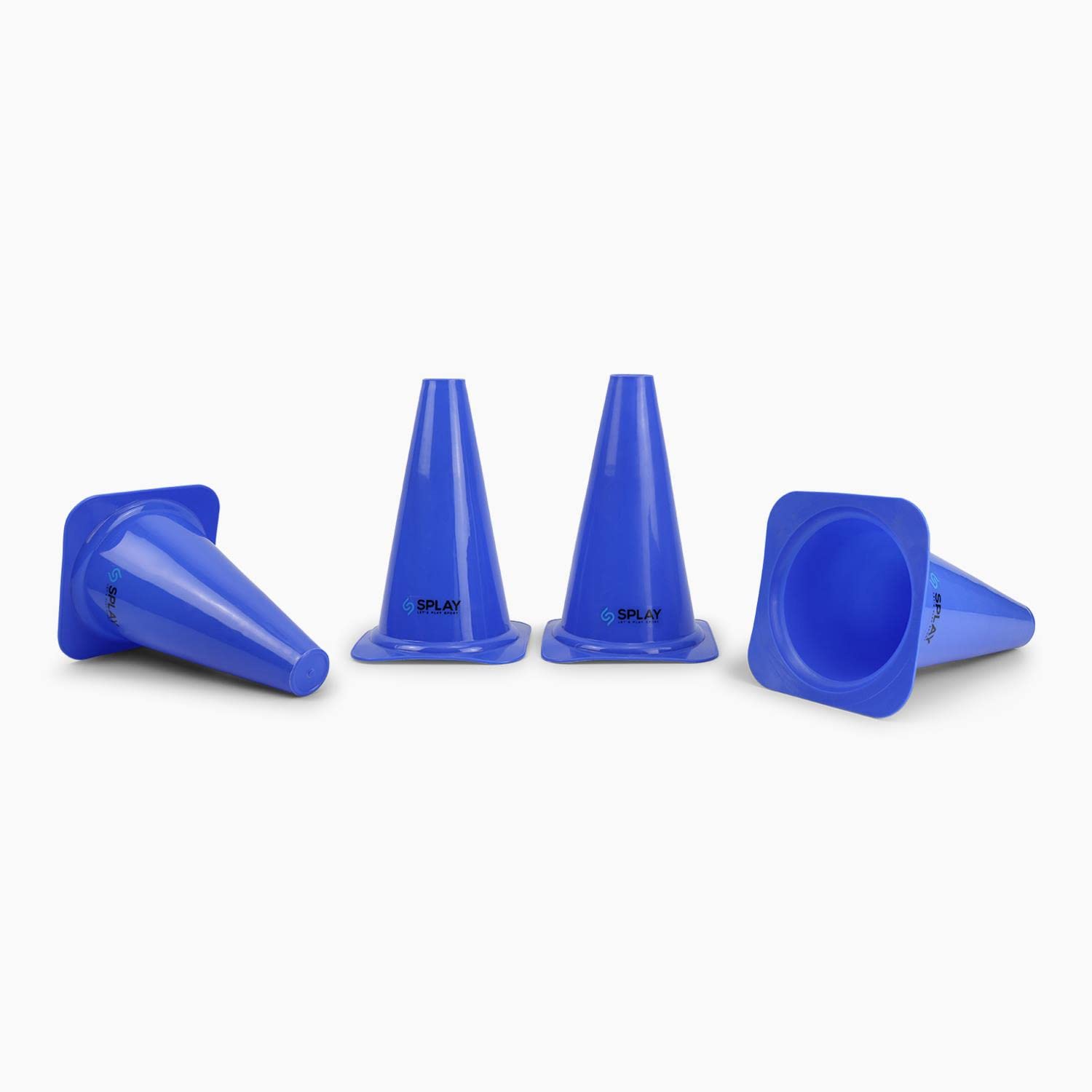 Splay Club Plastic Traffic Cones | Safety Cones for Field Practice, Outdoor Games, Fitness Training, Agility Set, Parking Markings | Cones with Waterproof Surface | Blue Colour – Pack of 4