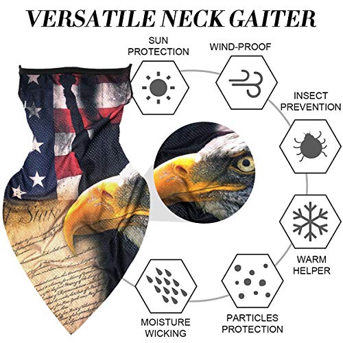 3 Pack Elastic Face Mask Bandana Ear Loops, Face Cover Neck Gaiter Scarf, Unisex Balaclava Face Mask(US Flag)