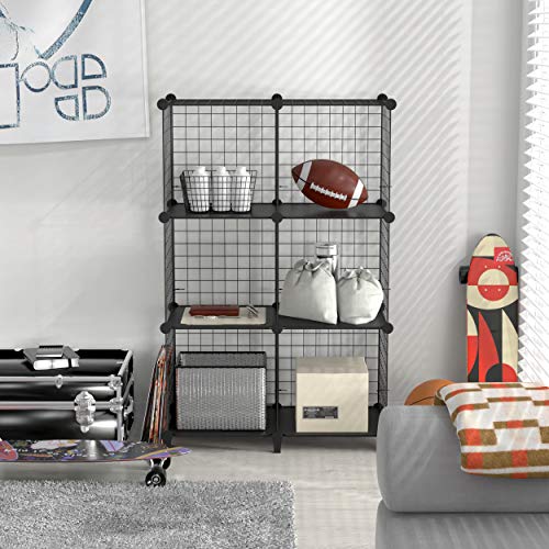 SIMPDIY Storage Cubes with Metal Wire Mesh 6 Cubes Bookshelf 37x12