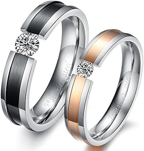 Beauty Jewelry Shop Jewelry Fashion Stainless Steel Finger Bands Couple Rings Rhinestone Inlayed Love Eagagement