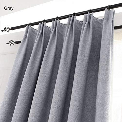 2 panels set Hollow Blackout curtain, Floor-length Full light blocking Drape Opaque Thermal insulated Thickened Window screen-gray-hook 190 x 270cm