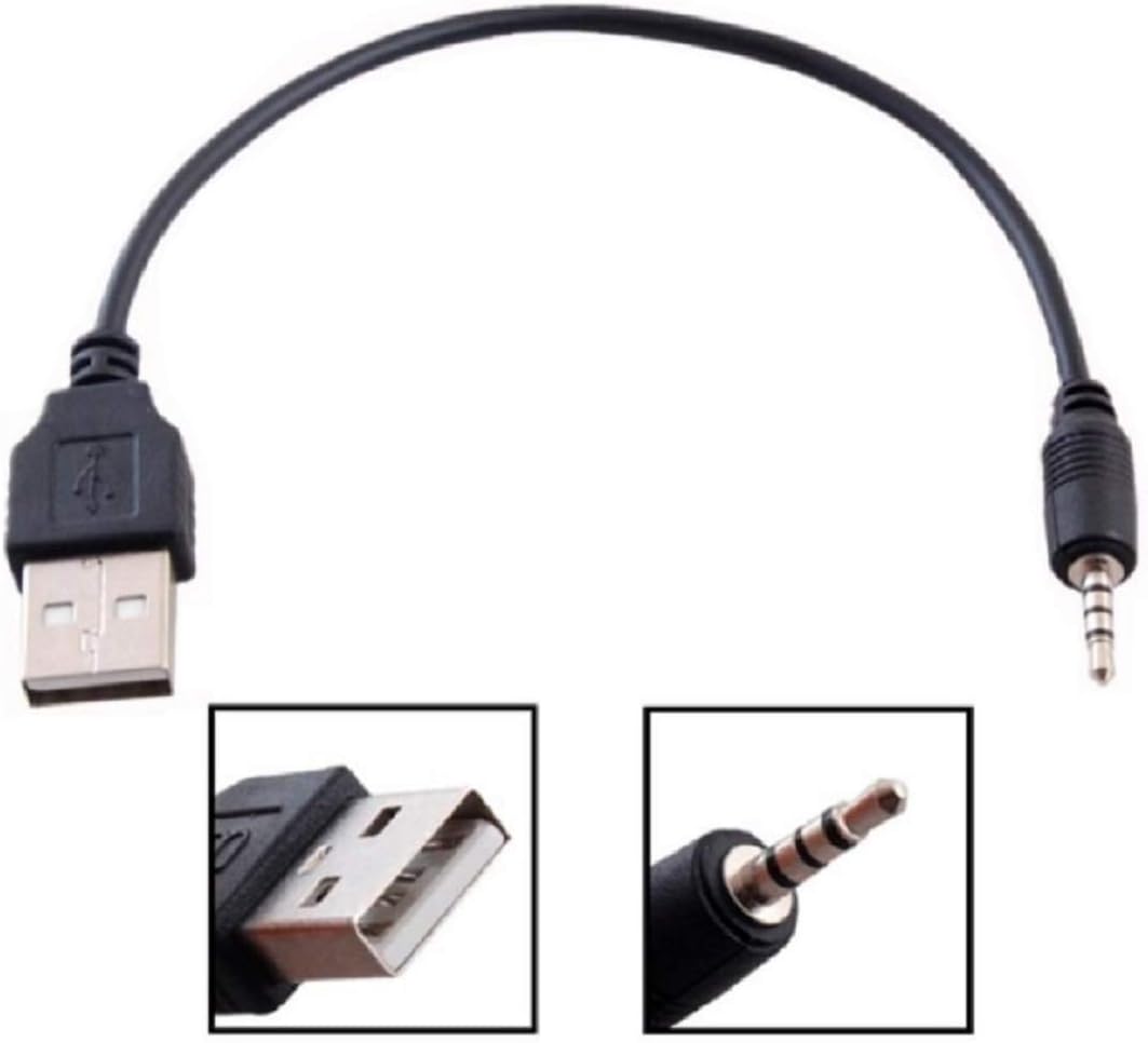 3.5mm Male AUX Audio Jack to USB 2.0 Male Charge Cable Adapter Cord USB to Aux Cable USB Audio Cable Adapter - Audio to USB Adapter - USB to Aux Adapter (Black)
