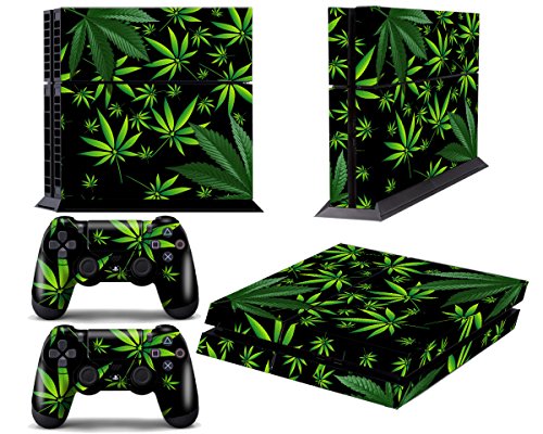 PS4-Designer Skin for Sony PlayStation 4 Console & Two(2) Decals for: PS4 Dualshock Controller - Weeds Black - Thumbnail 6
