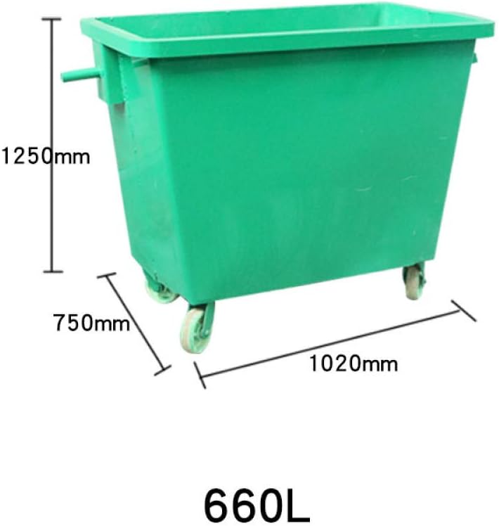 Cynyy Portable Pedal Bin Removable Lid Waste Recycling Bins Outdoor Dustbins Outdoor Sanitation Thick Iron Trailer with Brake Wheel Family/Restaurant/Square/Toilet Square 660L
