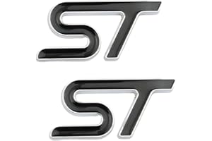 BKDRL 2-Piece 3D Metal ST Emblem Sticker Car Hood Truck Door Side Fender Rear Trunk Emblem Sticker Decals (Black Silver)