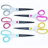 Best Titanium Scissors - 5 Pack - 8" Blade - (STRONG TITANIUM STEEL) - Comfortable Soft Handles in a Variety of Colors - Multi-Purpose Shears - Perfect for Cutting Paper, Fabric, Photos, & More