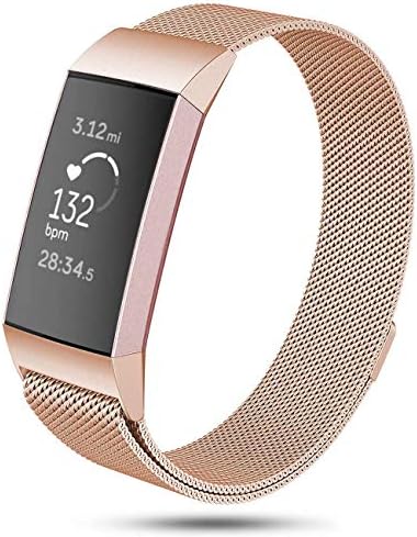 DEKER Milanese Bands Compatible for Fitbit Charge 3 and Charge 3 SE Advanced Fitness Tracker, Stainless Steel Metal Replacement Accessories Strap Wristbands Women Men Small Large