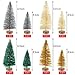 Yookat 40Pcs Mini Pine Trees Artificial Mini Trees with Wood Base Sisal Trees Bottle Brush Trees Assorted Color for Christmas Decoration Winter Ornaments DIY Crafts (Multicolor)